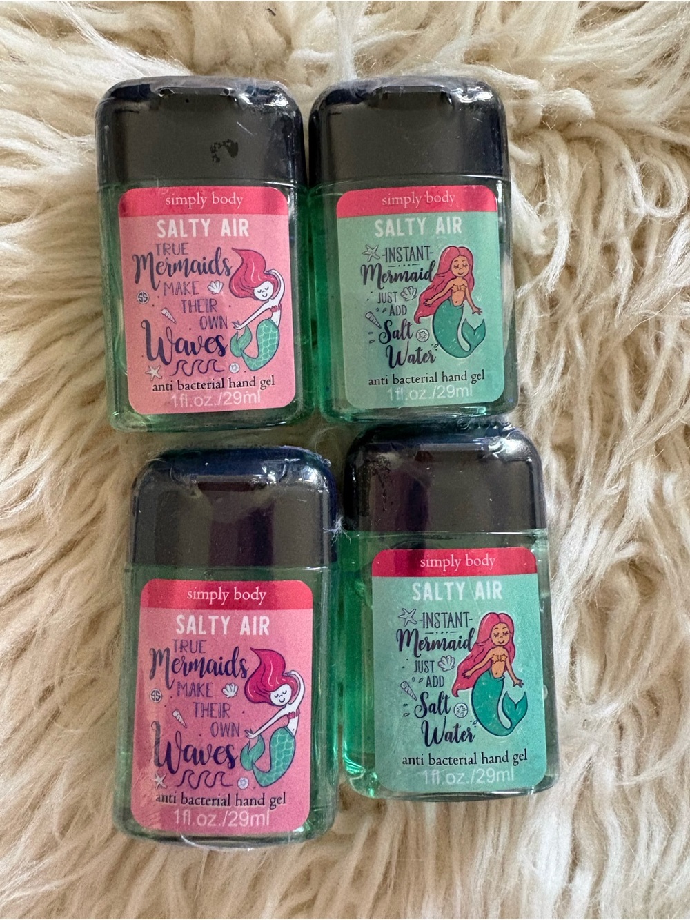 4 New Simply Southern Salty Air Hand Sanitizers Mermaid Anti-Bacterial Hand Gel
